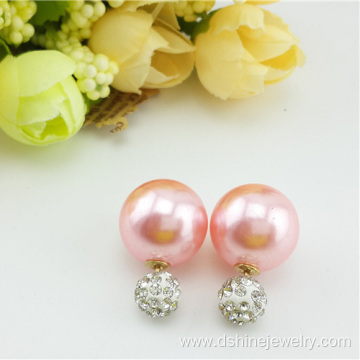 Shamballa Crystal Stud Earring For Women Shell Pearl Earring